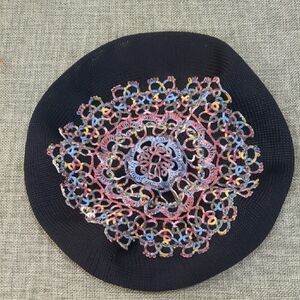 Elegant Black Crochet Beret